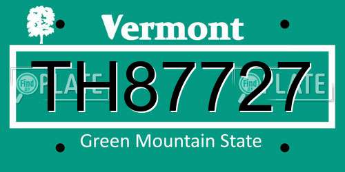 TH87727 Vermont License Plate