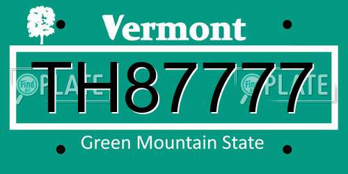 TH87777 Vermont License Plate