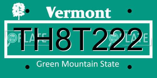 TH8T222 Vermont License Plate