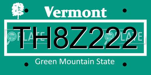 TH8Z222 Vermont License Plate