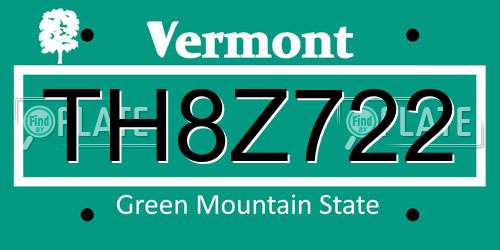 TH8Z722 Vermont License Plate