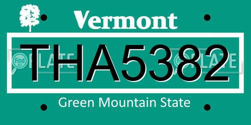 THA5382 Vermont License Plate