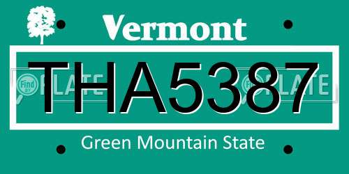 THA5387 Vermont License Plate