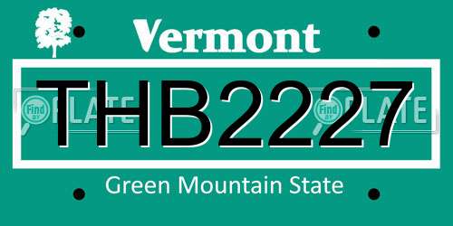 THB2227 Vermont License Plate