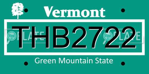 THB2722 Vermont License Plate