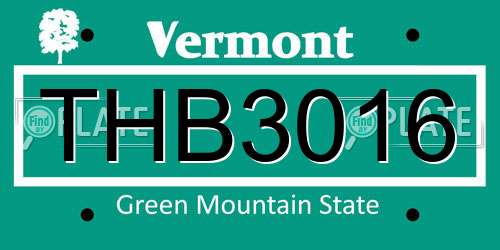 THB3016 Vermont License Plate