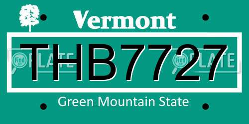 THB7727 Vermont License Plate