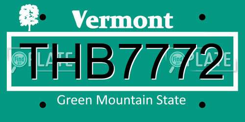 THB7772 Vermont License Plate