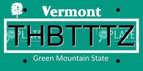 THBTTTZ Vermont License Plate