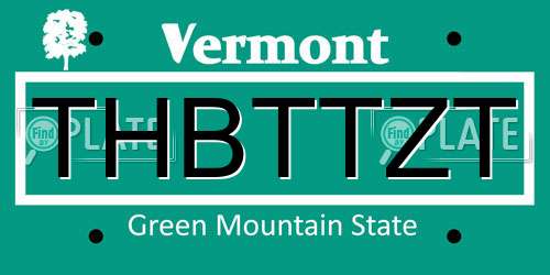 THBTTZT Vermont License Plate