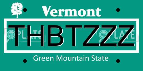 THBTZZZ Vermont License Plate