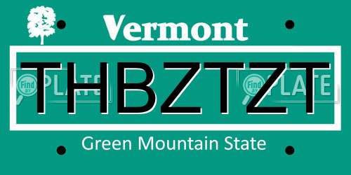 THBZTZT Vermont License Plate