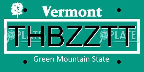 THBZZTT Vermont License Plate