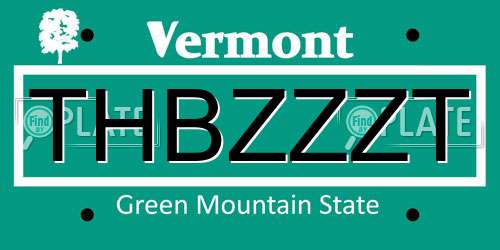 THBZZZT Vermont License Plate