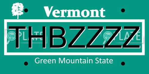 THBZZZZ Vermont License Plate