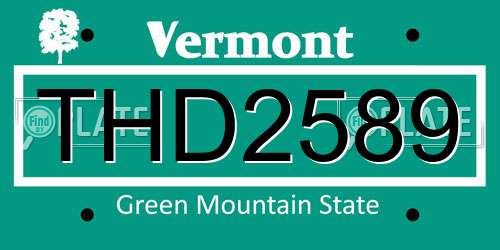 THD2589 Vermont License Plate