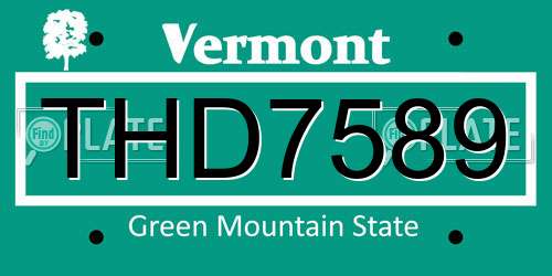 THD7589 Vermont License Plate
