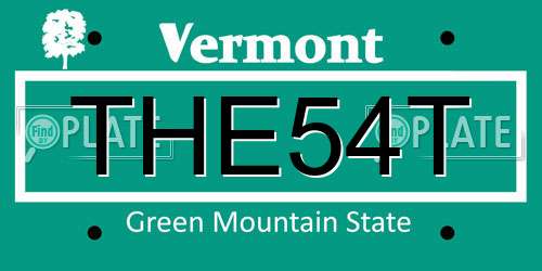THE54T Vermont License Plate