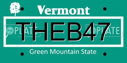 THEB47 Vermont License Plate