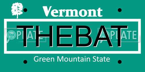 THEBAT Vermont License Plate