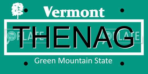 THENAG Vermont License Plate
