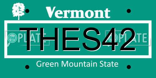THES42 Vermont License Plate