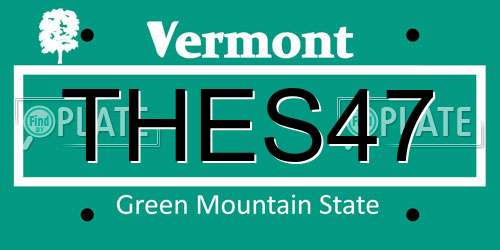 THES47 Vermont License Plate
