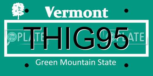 THIG95 Vermont License Plate