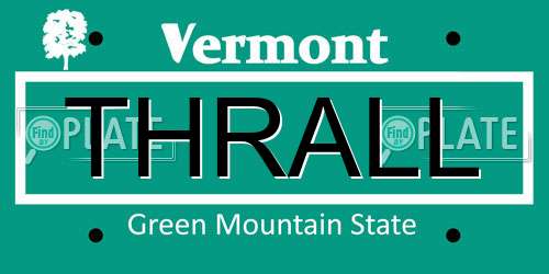 THRALL Vermont License Plate