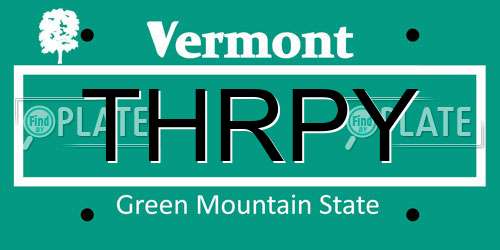 THRPY Vermont License Plate