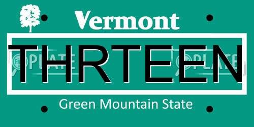 THRTEEN Vermont License Plate