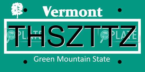 THSZTTZ Vermont License Plate