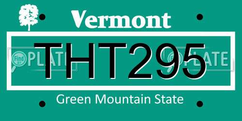 THT295 Vermont License Plate
