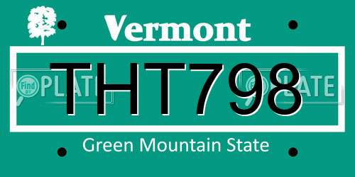 THT798 Vermont License Plate