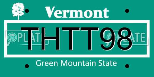 THTT98 Vermont License Plate