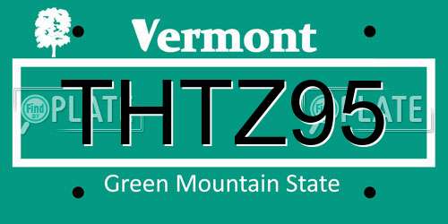 THTZ95 Vermont License Plate