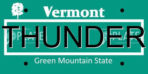 THUNDER Vermont License Plate