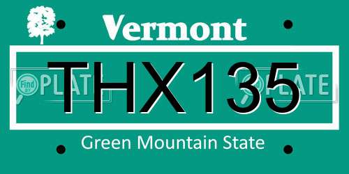 THX135 Vermont License Plate
