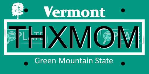 THXMOM Vermont License Plate