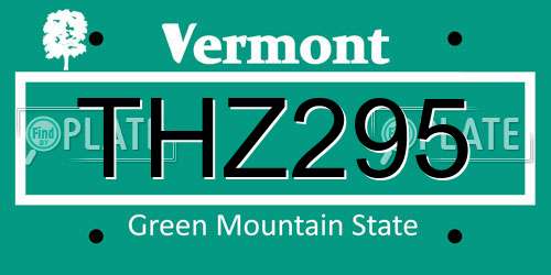THZ295 Vermont License Plate