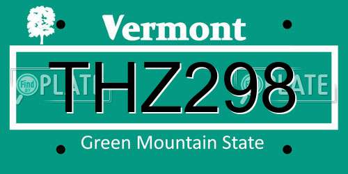 THZ298 Vermont License Plate