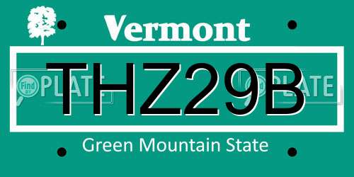 THZ29B Vermont License Plate