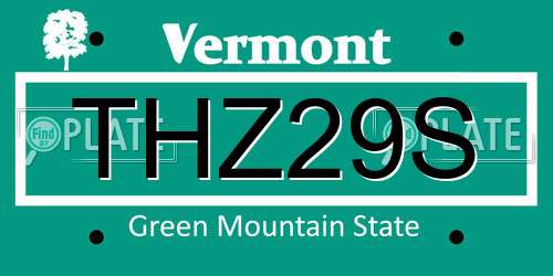 THZ29S Vermont License Plate