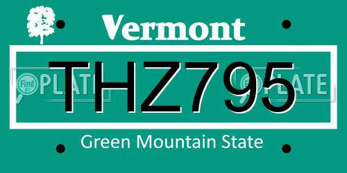 THZ795 Vermont License Plate