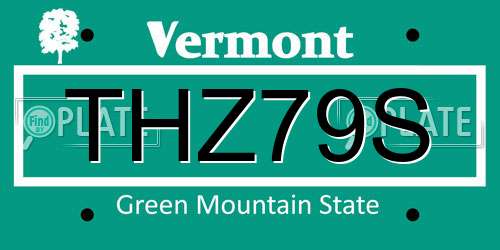 THZ79S Vermont License Plate