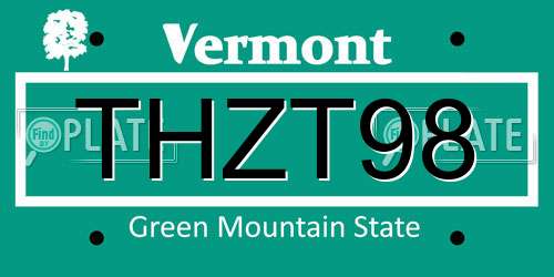 THZT98 Vermont License Plate