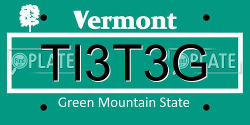 TI3T3G Vermont License Plate