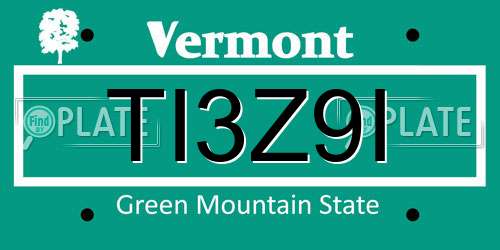 TI3Z9I Vermont License Plate