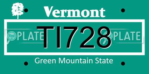 TI728 Vermont License Plate