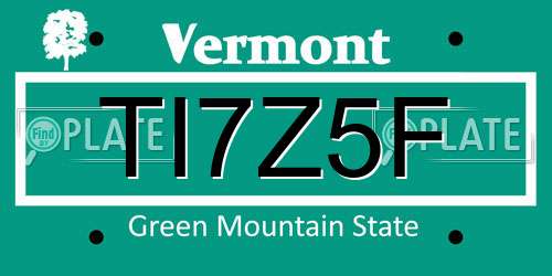 TI7Z5F Vermont License Plate